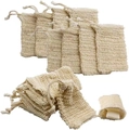 Linen drawstring foaming nets for soap, natural fiber exfoliating bags set for face wash - Without Bead