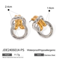 Waterproof 18k gold bicolor braided knot stainless steel hoop earrings for women - Woven Knot Two-Tone JDE2406014-PS