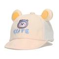 Cute beige baby baseball cap with yellow ears and embroidered bear design - 46cm / Off White