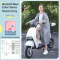 Waterproof long EVA rain poncho in quiet grey with drawstring hood and storage bag - New Serene Gray Adult Drawstring Style [150g 18-silk Extra Thick Frosted Matte Finish]