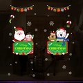 Kerst raamstickers met de Kerstman, een sneeuwpop en een rendier op een raam - 6268-45x60cm