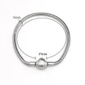 3mm steel snake chain bracelet with shell clasp, length 19cm, in stainless steel finish - Steel Color Shell Clasp