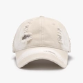 Distressed beige baseball cap with ripped holes and retro washed cotton finish - Beige