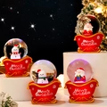Luminous Santa Claus and snowman crystal ball ornaments on red sleigh base - Christmas Sleigh / 45# Light Model