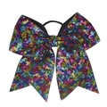 Nœud à cheveux en paillettes arc-en-ciel pour filles avec élastique brillant coloré - Noir Multicolore