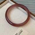 Bracciale rigido in pietra occhio di gatto marrone-rosso con profilo tondo lucido - Viola Scuro (1#)