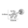 Silver stainless steel stud earring with three clear cubic zirconia in triangle shape - 0178-1# Silver White