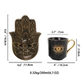Black and gold ceramic Hamsa hand plate and mug set for Turkish coffee 200ml - ZH0568 Black Gold with Color Box