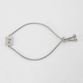 Adjustable stainless steel box chain bracelet with frosted initial Z square pendant - Letter Z / Steel
