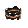Three-piece layered wavy ring set in black and gold stainless steel finish - US 8 / Black & Rose Gold Industrial Wave Style (A999-3)