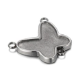 Polished butterfly-shaped stainless steel pendant base with three hanging loops for DIY jewelry - Steel Butterfly Connector (KLJ6732-Z)