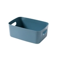 Morandi blue plastic storage bin with integrated handles for home organization - Small / Blue