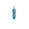 Hexagonal turquoise pendant with colorful rhinestones in a bullet-shaped design - Chakra Cap Hexagonal Column / Turquoise