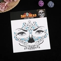 Blue and silver face rhinestone sticker set for Day of the Dead masquerade makeup - Blue Style 3
