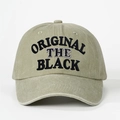 Adjustable washed cotton baseball cap featuring ORIGINAL THE BLACK embroidery in khaki - One Size / Light Khaki