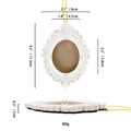 White vintage oval photo frame ornament for Christmas tree with detailed dimensions - Style 22# / White