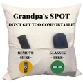 Linen Kissenbezug mit Taschen für Fernbedienung und Brille Modell Grandpa's Spot - Stil 2 (Beige-Opa Spot)