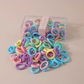 Detail of multi-color high elasticity hair ties set in a clear storage box - Colorful Model D