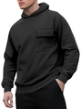 Sudadera de forro polar negra para hombre con bolsillo en el pecho y diseño casual - S / Negro