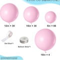Pink balloon arch kit includes multiple sizes, balloon strip and dot glue for party decor - Solid Macaron Pink Set