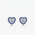 Elegante Herz-Ohrstecker aus 925 Sterling Silber mit blauem und weißem Zirkonia-Pavé - Ohrringe