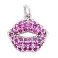 Pendentif en forme de lèvres en argent avec zircons roses sertis et bélière ronde - Lèvres Rouges / Or blanc