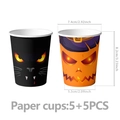 Detaillierte Größenangaben für Halloween Pappbecher mit Katzen- und Kürbismotiven - Halloween-Pappbecher 10 STK