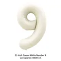 32-inch cream white number 9 foil balloon for birthday party decorations - 32 Inch Number 9 / Cream White