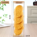 Tall 2500ml square borosilicate glass jar with bamboo lid for noodle storage 30cm height - Diameter 100*Height 300 2500ml With Bamboo Lid