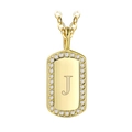 Collier doré avec pendentif rectangulaire lettre J orné de cristaux brillants pour femme - Lettre I Or