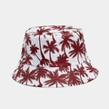 Detail of red palm tree print on a white cotton bucket hat with clean stitching - M (56-58cm) / Burgundy