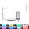 White ultrasonic aroma diffuser with remote control, USB cable and seven color LED modes - White - USB Color LED Remote (Small)