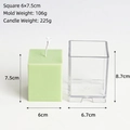Macro view of square plastic candle mold with 7.5cm green cube wax candle dimensions - Square 6*6*7.5cm