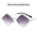 Retro rhombic sunglasses with silver metal frame and purple gradient lenses - One Size / Silver Frame Double Grey