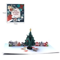 Carte de Noël 3D avec sapin vert et boîtes cadeaux, dimensions de la carte 15x15 cm - Ville de Noël