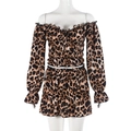 Dettaglio del set crop top leopardato e minigonna arricciata su un manichino - S / Stampa leopardata