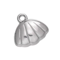 Silver finish seashell pendant with hanging ring for DIY bracelets and necklaces - Steel 531# Small Shell / 13*13.5mm