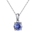 925 silver snake chain necklace featuring a round blue-violet gemstone pendant - Tanzanite Blue