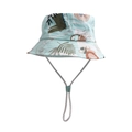 Détail du chapeau de soleil bleu pour enfants avec imprimés lion et jugulaire réglable - Style Animal de la Jungle Bleu Clair (#11)
