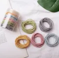 100-piece pack of macaron-colored elastic hair ties in a clear storage jar - 100Pcs Macaron Canned
