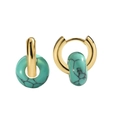 Créoles dorées vintage avec perles de turquoise vibrantes au style bohème élégant - Or Turquoise