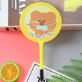 Yellow cartoon hand fan ballpoint pen featuring cute bear design and plastic handle - Mask Animal Yellow