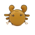Yellow leather crab shaped coin purse with gold chain strap for women and kids - Yellow Large