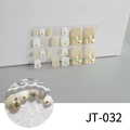 3D gold foil toe nail stickers set with shell texture and pearls in white and beige - Beige White Floral Gold Foil Silver Powder (JT-032)