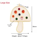 Large mushroom pendant in gold brass with colorful stones, size 38x30mm DIY charm - L245104-White Mushroom Large Size