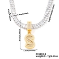 Silver and gold letter S pendant necklace with zircon inlay and detailed dimensions - Letter S