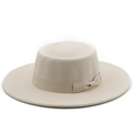Cappello in lana crema a tesa larga con elegante fiocco in seta in tono coordinato - M (56-58cm) / Beige