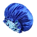 Cuffia da notte extra large in raso a doppio strato blu reale e azzurro con elastico - Blu Reale