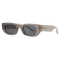 Niche rectangular sunglasses in translucent tea grey with wide temples and silver decor - Jelly Grey Frame Grey Lenses