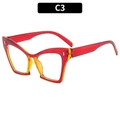 Montatura per occhiali cat-eye con sfumatura rossa e gialla dal design moderno e audace - Rosso e Arancione